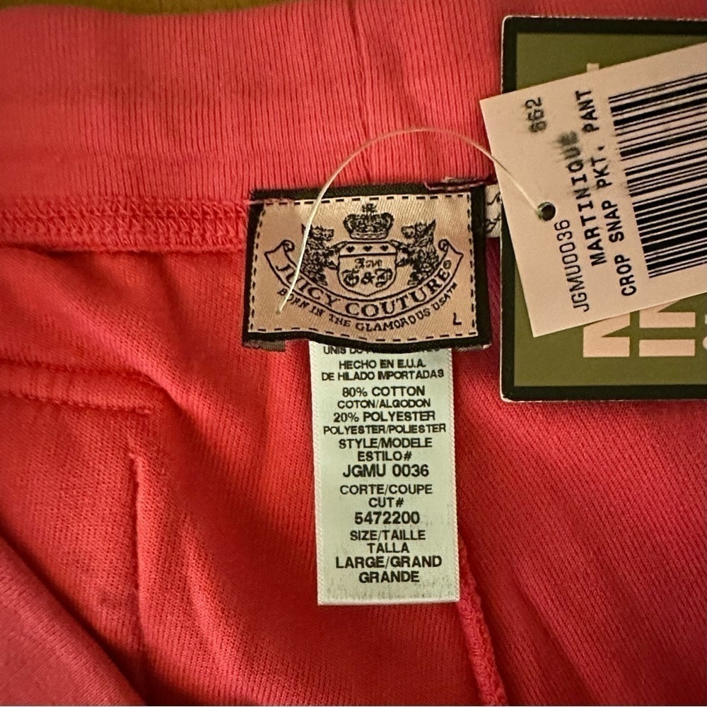 Juicy Couture Martinique Crop Snap Pocket Pant NWT Hot Pink Large - Picture 10 of 15